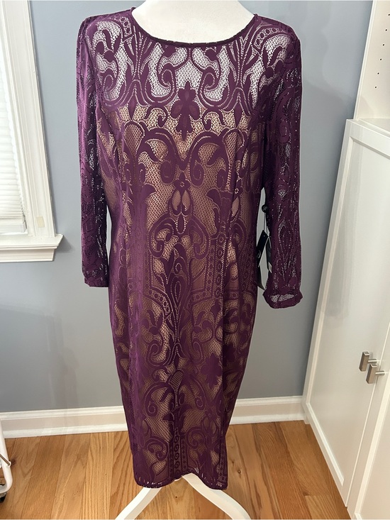 Adrianna Papell Dresses & Skirts - NWT Adrianna Papell Allover Lace Sheath Dress Berry Purple Nordstrom Size 16